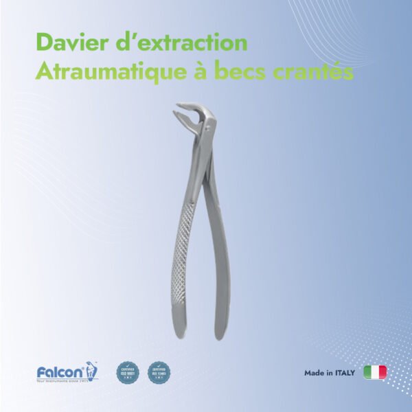 Davier d’extraction atraumatique à becs crantés Davier d'extraction atraumatique à becs crantés