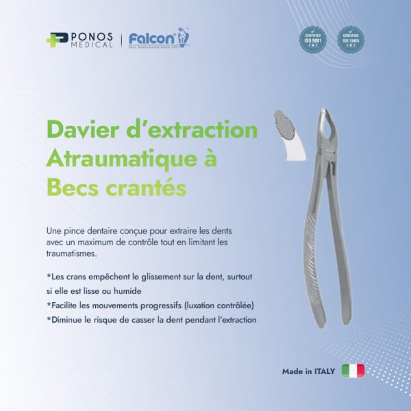 Davier d'extraction atraumatique à becs crantés