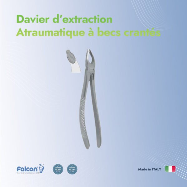 Davier d'extraction atraumatique à becs crantés