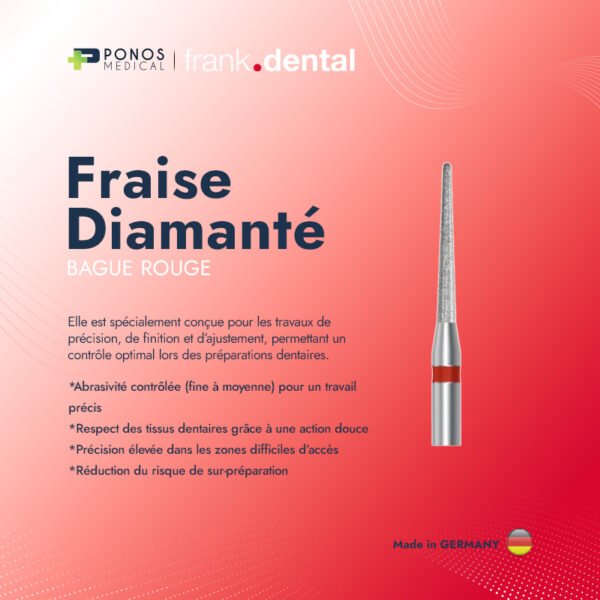 Fraise diamantée forme Conge Bague Rouge (5 pièces)