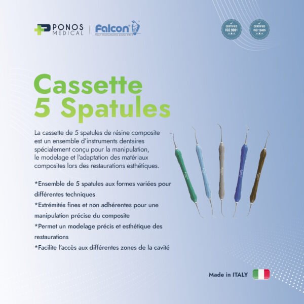 cassette de 5 spatules résine composite