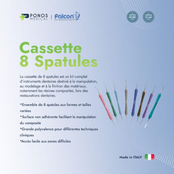 cassette de 8 spatules résine composite