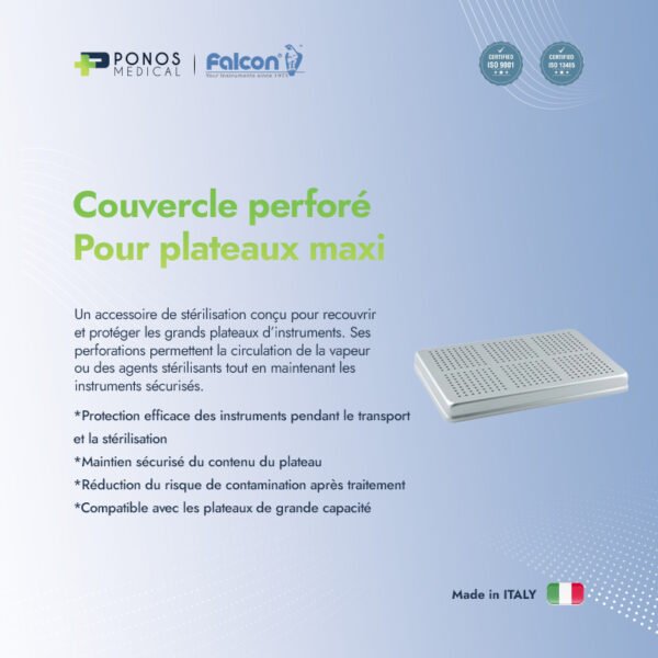 Couvercle perforé pour plateaux maxi, aluminium argenté