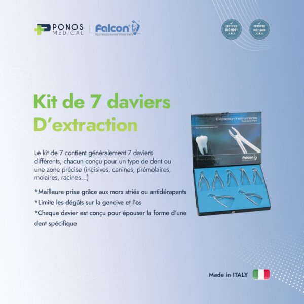 Kit de 7 daviers d'extraction modèle enfant