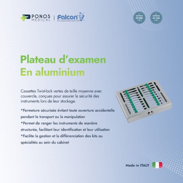 Plateau d'examen en aluminium
