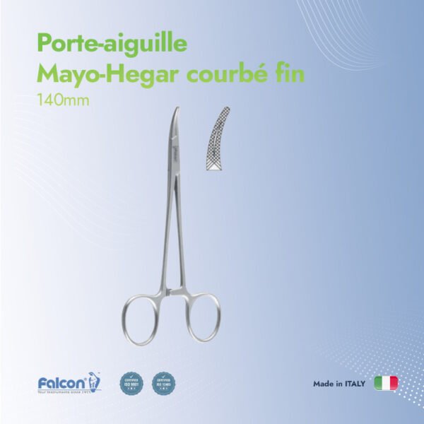 Porte-aiguille Mayo-Hegar courbé fin 140mm
