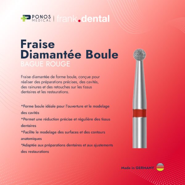 Fraise Diamantée Boule - BAGUE ROUGE (5 Pièces)