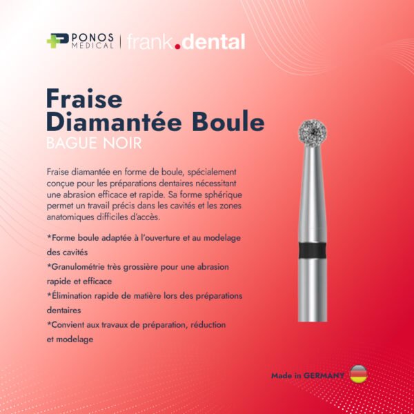 fraise boule B,N 2 Fraise Diamantée Boule - BAGUE NOIR (5 Pièces)