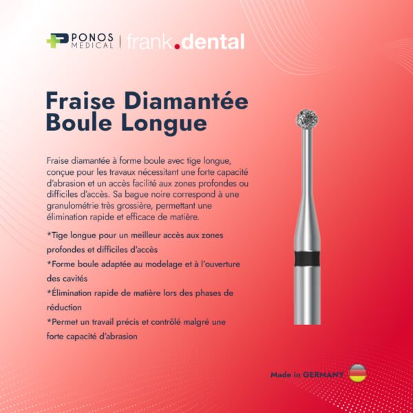 Fraise Diamantée Boule Longue - BAGUE NOIR (5 Pièces)